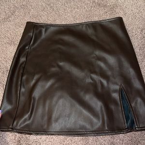 Brown leather pencil skirt